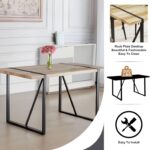 WIIS' IDEA Modern Dining Table Set for 4,Rectangular Solid Wood Dining Table for 4 People,Metal Base and Legs,Suitable for Living Room,Dining Room,Kitchen（55" Dining Table+4 Dark Gray Chair） photo review