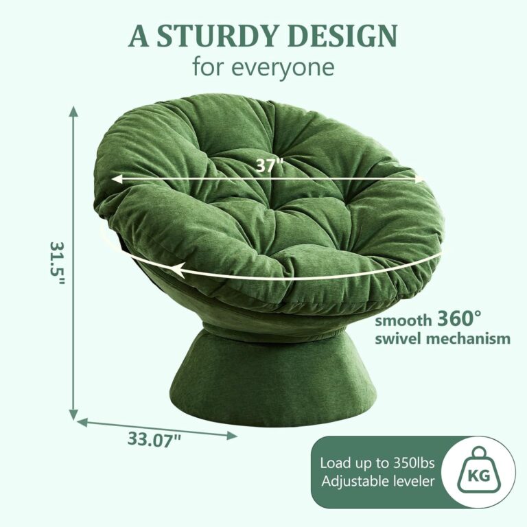 Papasan Chair,Papasan Chair with Cushion and Frame,Comfy Chenille Upholstered Round Reading Chair,Oversized 360° Swivel Accent Chair with Metal Base Lazy Chair for Bedroom,Living Room,Dark Green photo review