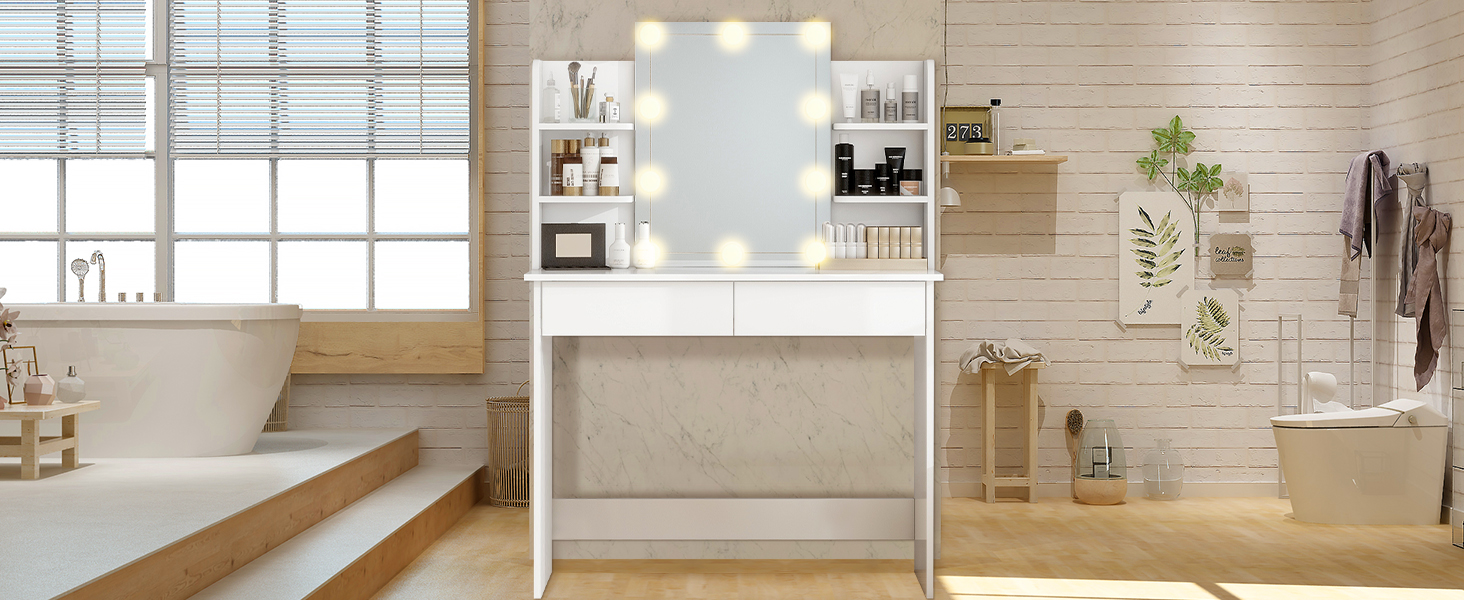 vanity desk with mirror