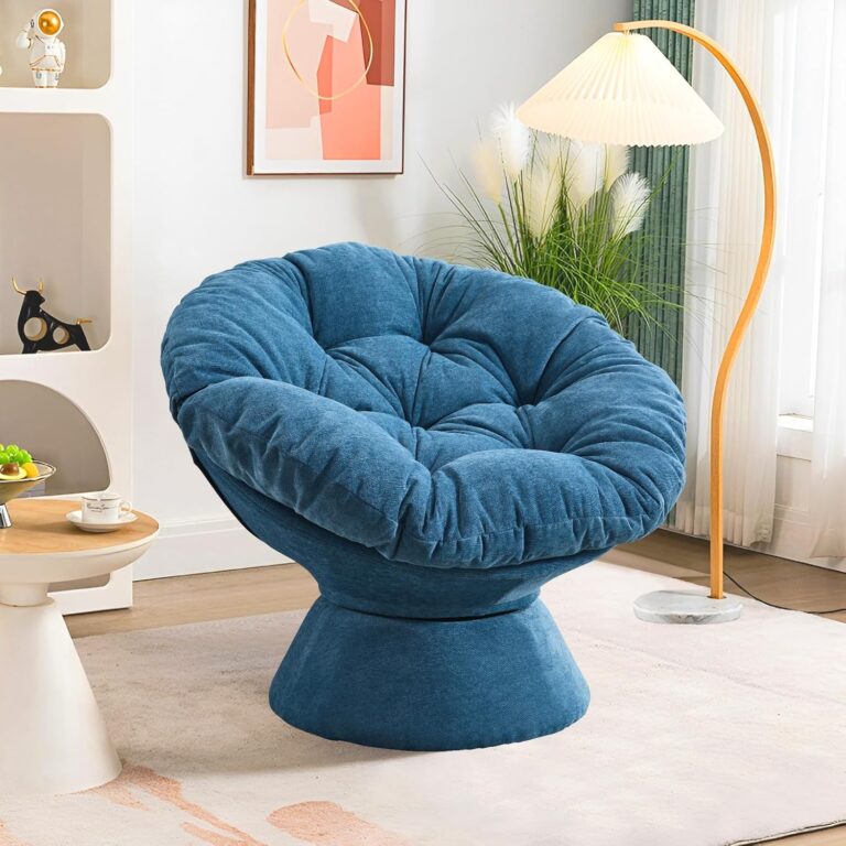 Papasan Chair,Papasan Chair with Cushion and Frame,Comfy Chenille Upholstered Round Reading Chair,Oversized 360° Swivel Accent Chair with Metal Base Lazy Chair for Bedroom,Living Room,Light Blue photo review