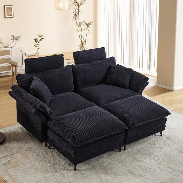 Deep Seat Sectional Sofa, 85.8'' Comfy Cloud Couch sectional Sofa with 2 Ottomans & Soft Pillows, Modern Love Seat Upholstered Modular Couch for Living Room, Black photo review