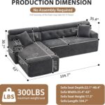 Combining Chaise Longue with 3-Seater, Wood Grain Chenille Fabric, Full Sponge Compression Sofa,Combined Sofa with 2 Pillows for Living/Home Furniture/Apartment,Dark Gray photo review