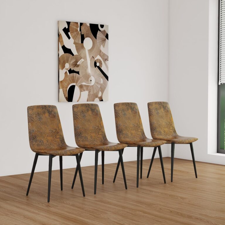WIIS' IDEA Modern Dining Table Set for 4,Rectangular Solid Wood Dining Table for 4 People,Metal Base and Legs,Suitable for Living Room,Dining Room,Kitchen（55" Dining Table+4 Light Brown Dining Chairs） photo review