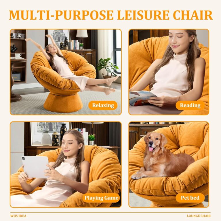 Papasan Chair,Papasan Chair with Cushion and Frame,Comfy Chenille Upholstered Round Reading Chair,Oversized 360° Swivel Accent Chair with Metal Base Lazy Chair for Bedroom,Living Room,Orange photo review