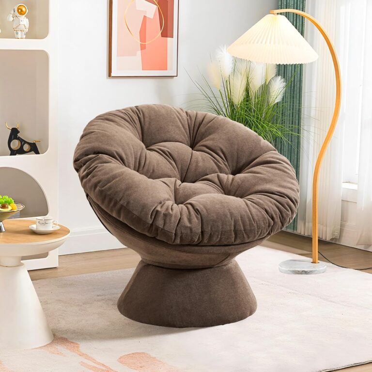 Papasan Chair,Papasan Chair with Cushion and Frame,Comfy Chenille Upholstered Round Reading Chair,Oversized 360° Swivel Accent Chair with Metal Base Lazy Chair for Bedroom,Living Room,Brown photo review