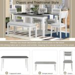 WIIS' IDEA 6-Piece Rectangular Dining Table Set for 6,Mid-Century Modern Wooden Table & Upholstered Chair Set for Home, Kitchen, Dining Room,4 Chairs, Bench Seat, Rubberwood Legs(White+Gray) photo review