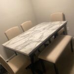 WIIS' IDEA 6-Piece Rectangular Dining Table Set for 6,Mid-Century Modern Wooden Table & Upholstered Chair Set for Home, Kitchen, Dining Room,4 Chairs, Bench Seat, Rubberwood Legs(Brown+Cottage White) photo review